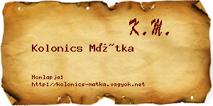 Kolonics Mátka névjegykártya